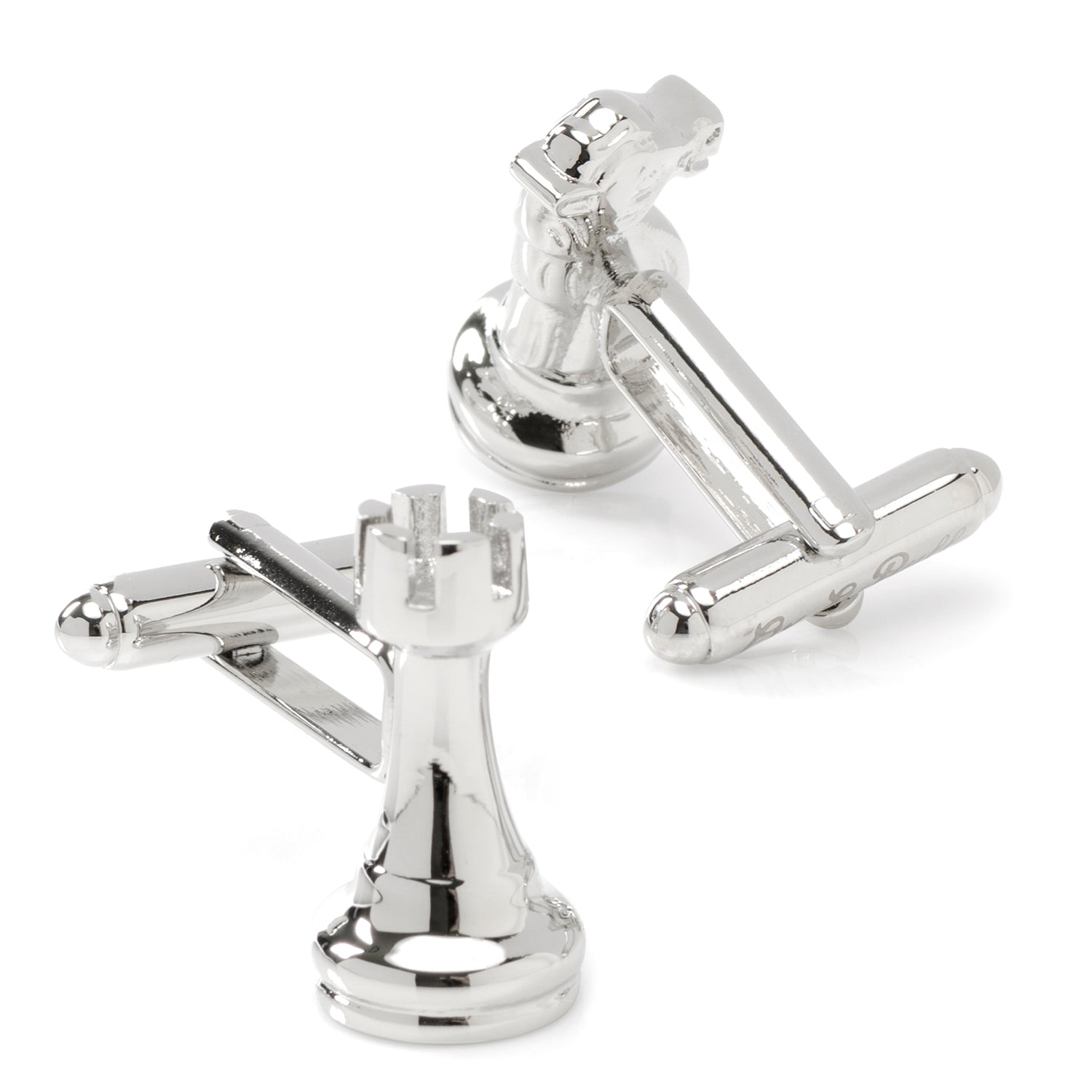 Knight and Rook Chess Piece Cufflinks Image 2