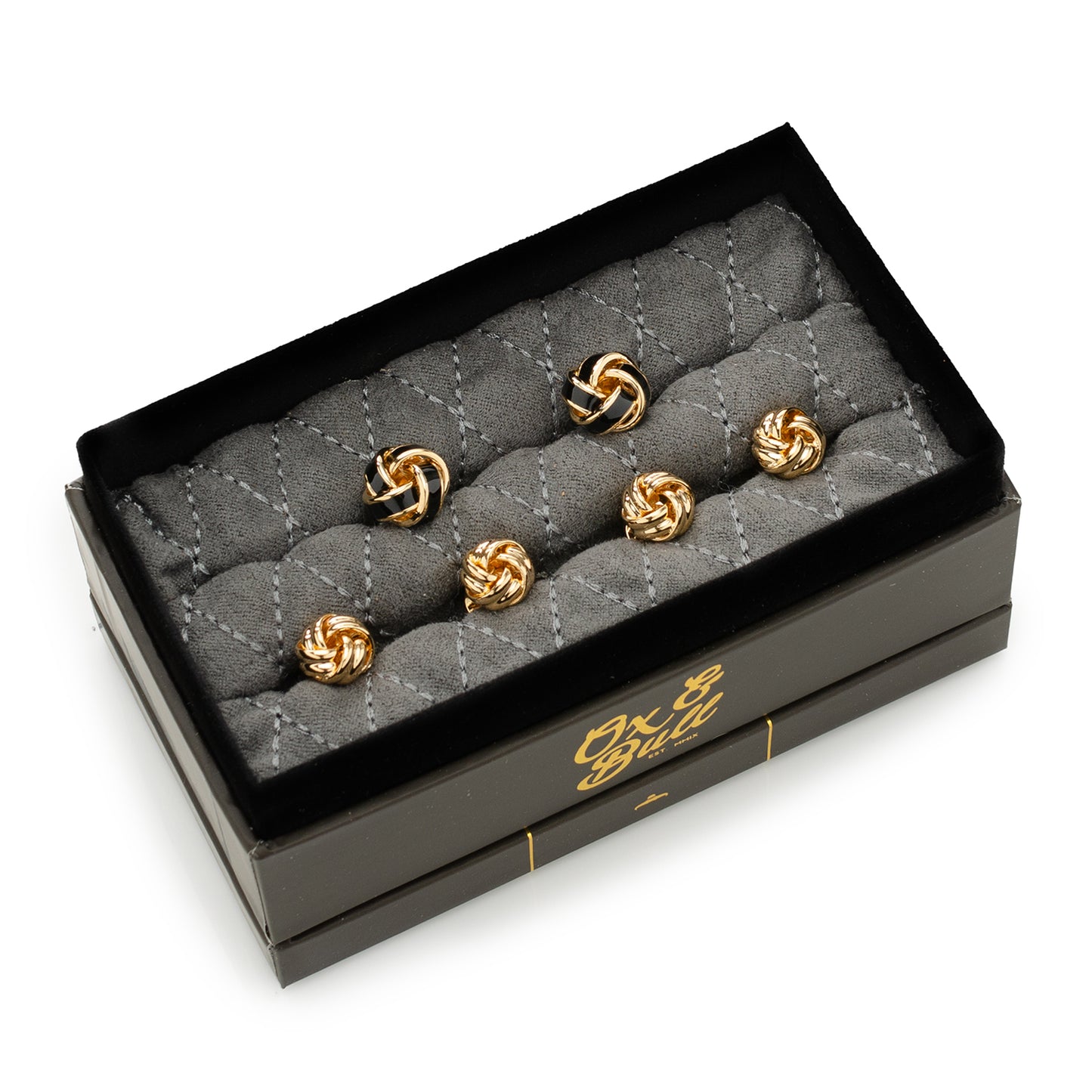 Black and Gold Knot Stud Set Image 2