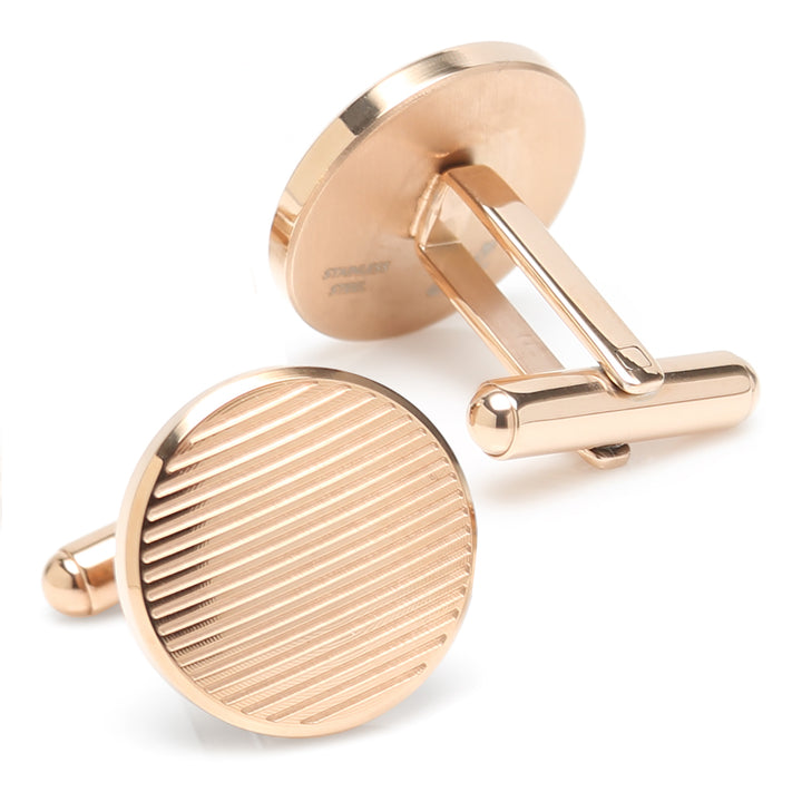 Rose Gold Line Stainless Steel Cufflinks Image 2