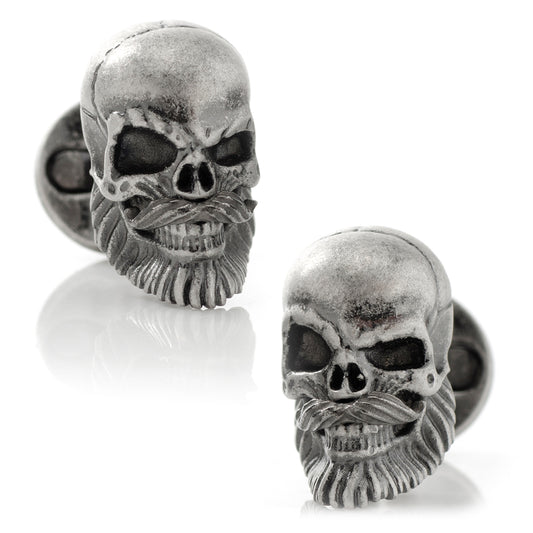 Stainless Steel Mustache Skull Cufflinks Image 1