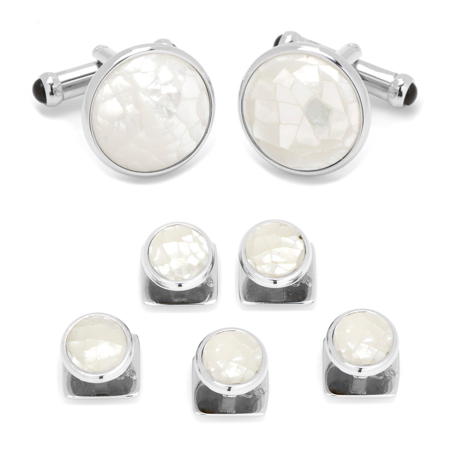 Mosaic Mother of Pearl Cufflinks and Stud Set Image 1
