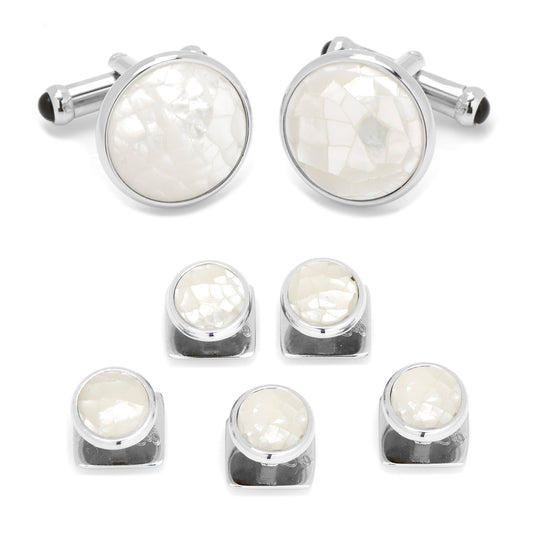 Mosaic Mother of Pearl Cufflinks and Stud Set Image 1