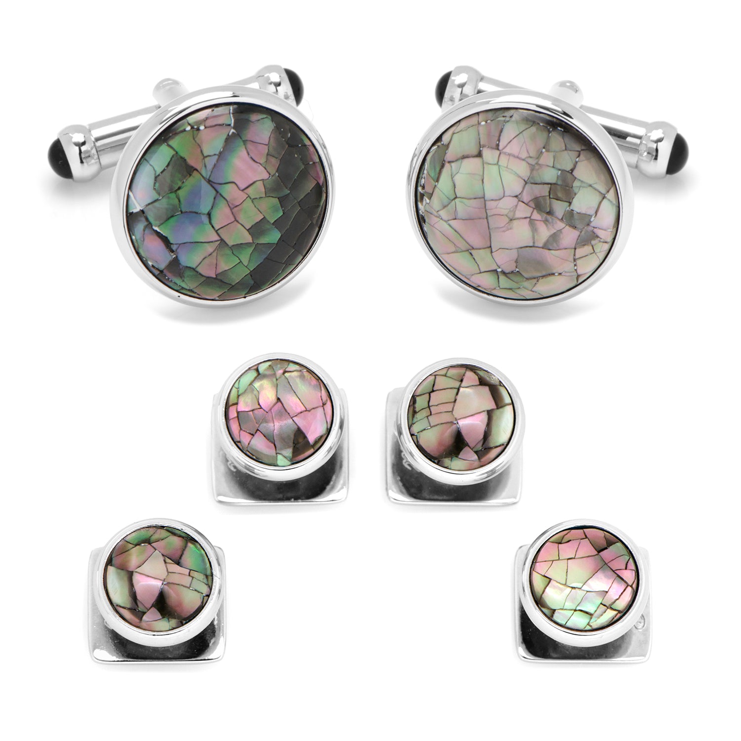 Mosaic Smoke Mother of Pearl Stud Set Image 1