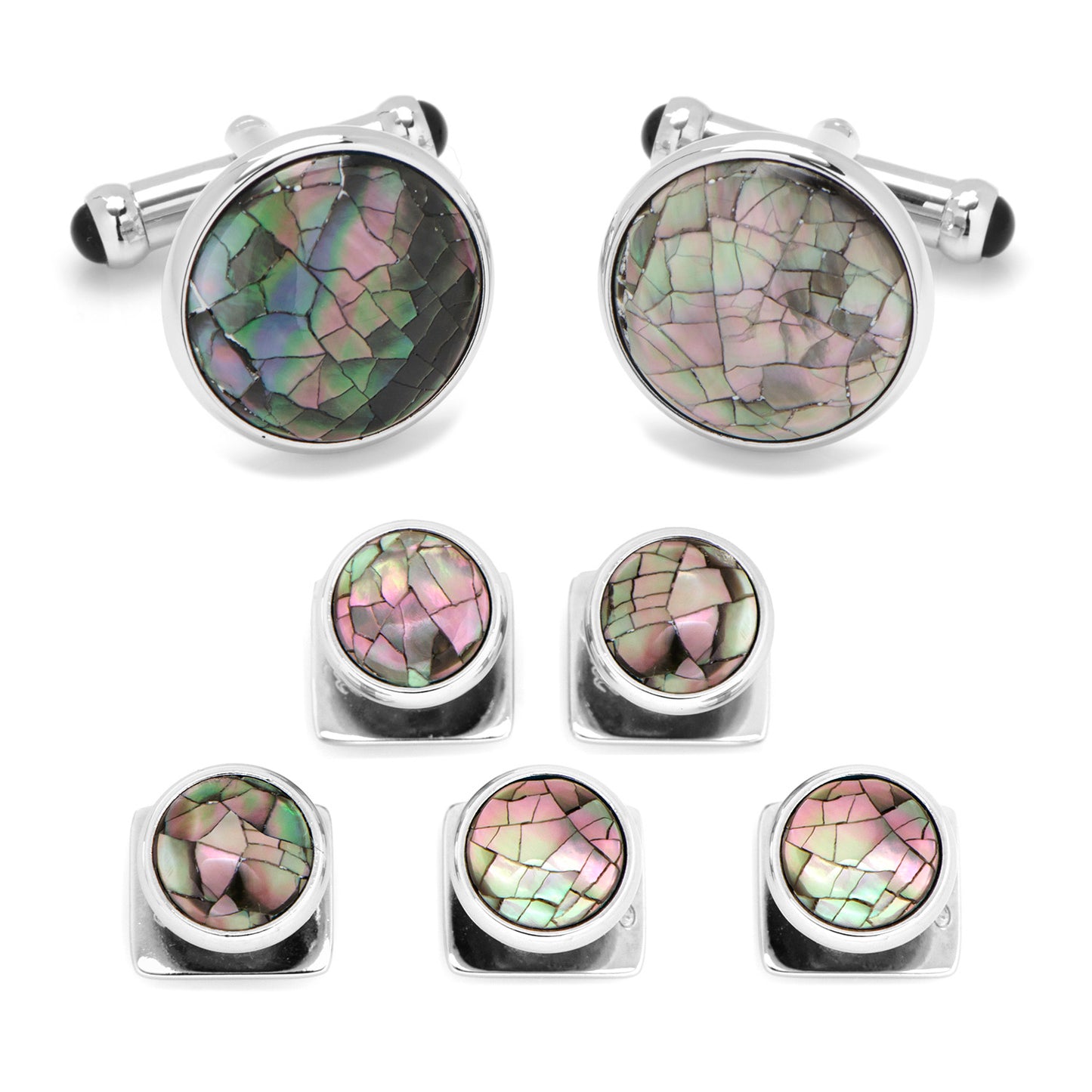 Mosaic Smoke Mother of Pearl Stud Set Image 1