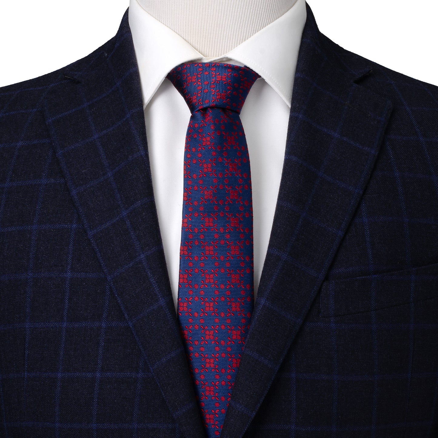 Navy/Red Patterned Men's Tie Image 2