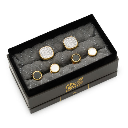 Mixed Gold White Pave Crystal Stud Set Image 2