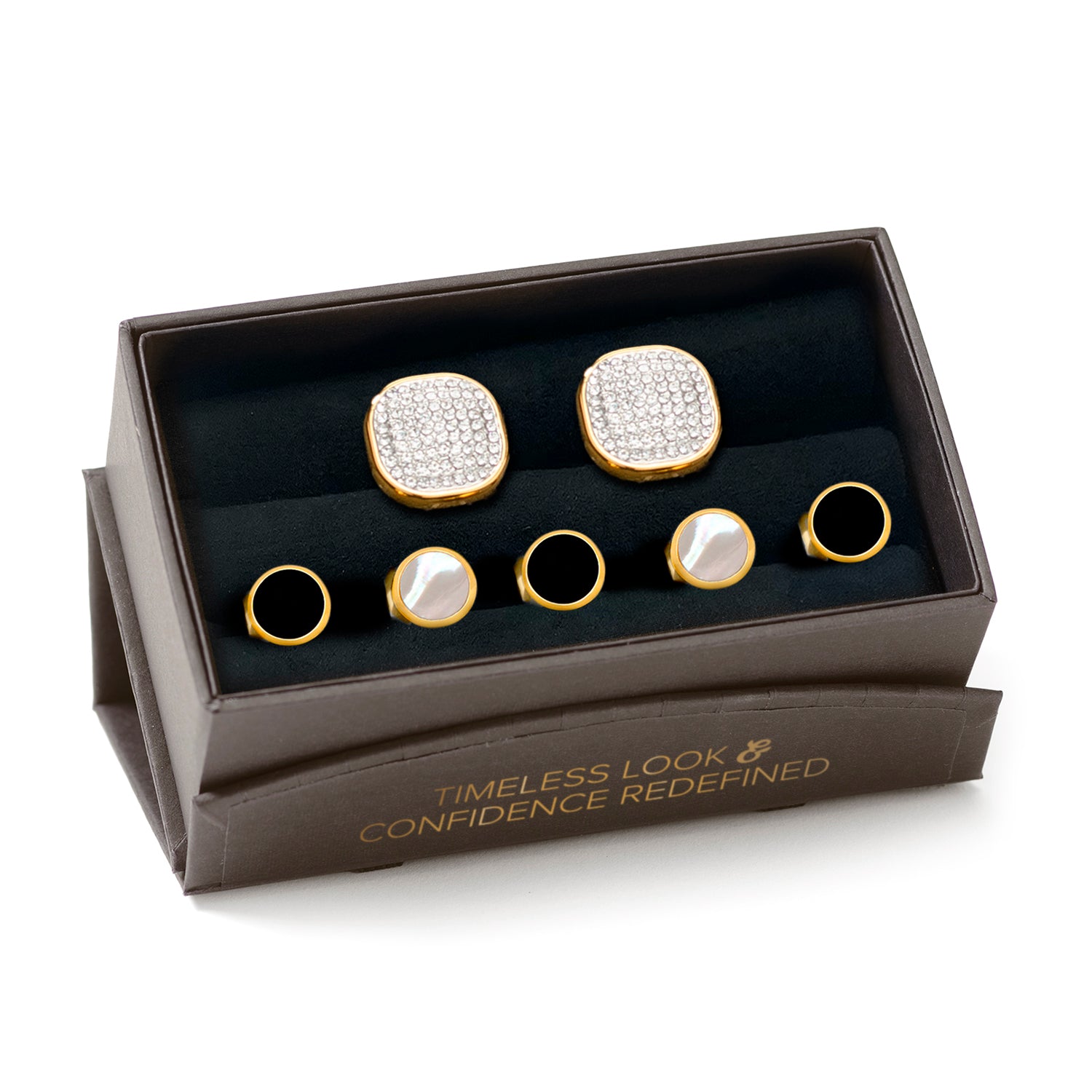 Mixed Gold White Pave Crystal 5-Stud Set Image 7