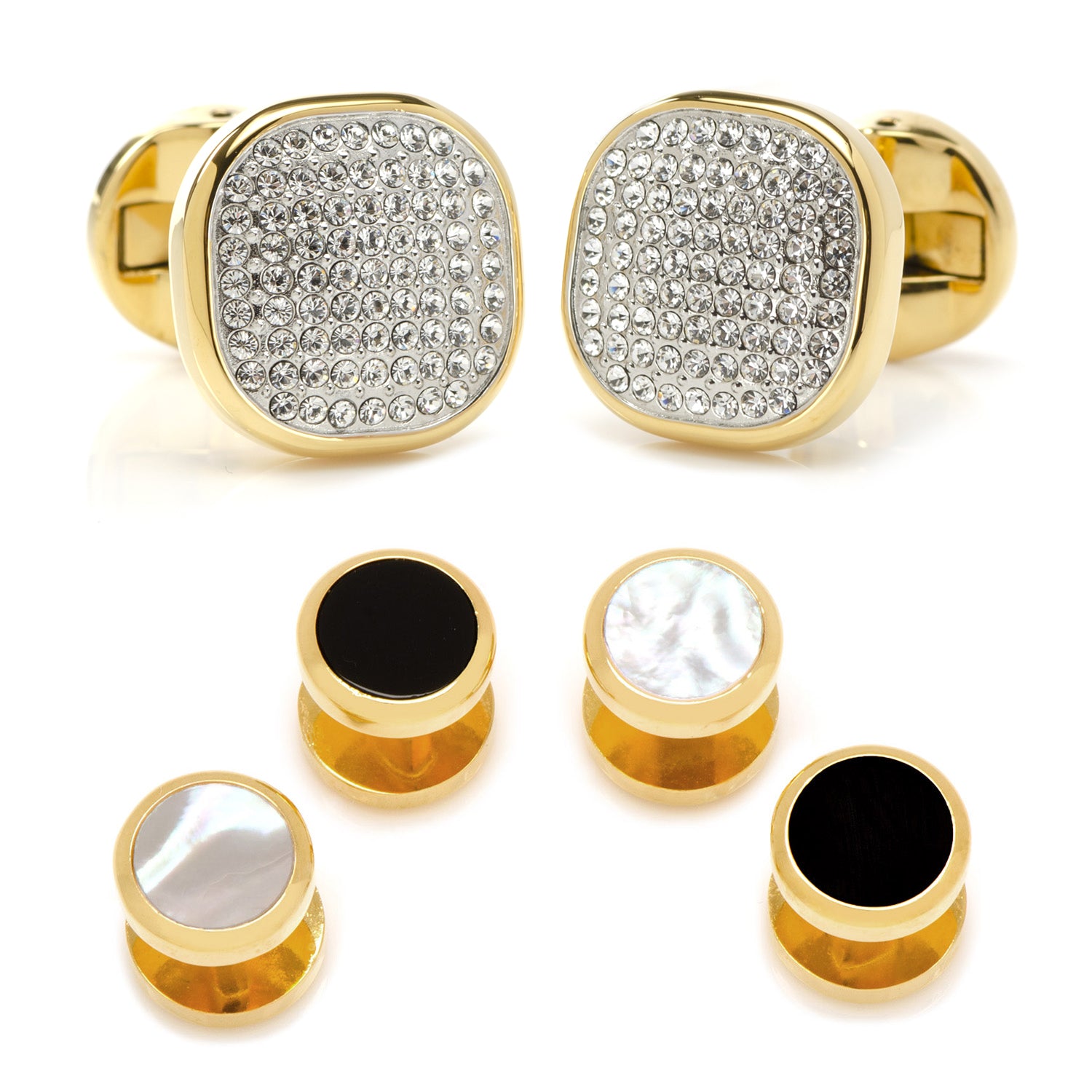 Mixed Gold White Pave Crystal Stud Set Image 1