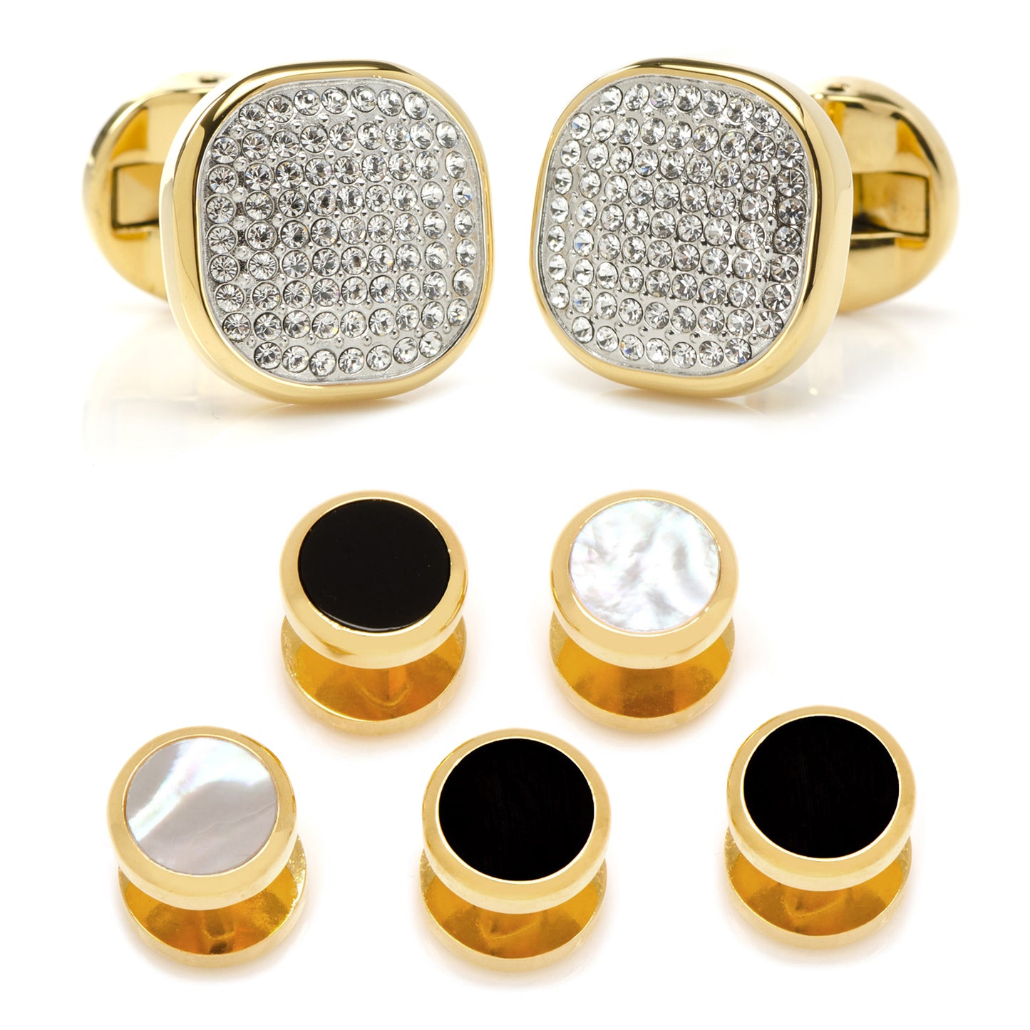 Mixed Gold White Pave Crystal Stud Set Image 1