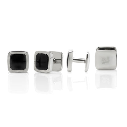 Onyx Cushion Stainless Steel Stud Set Image 2