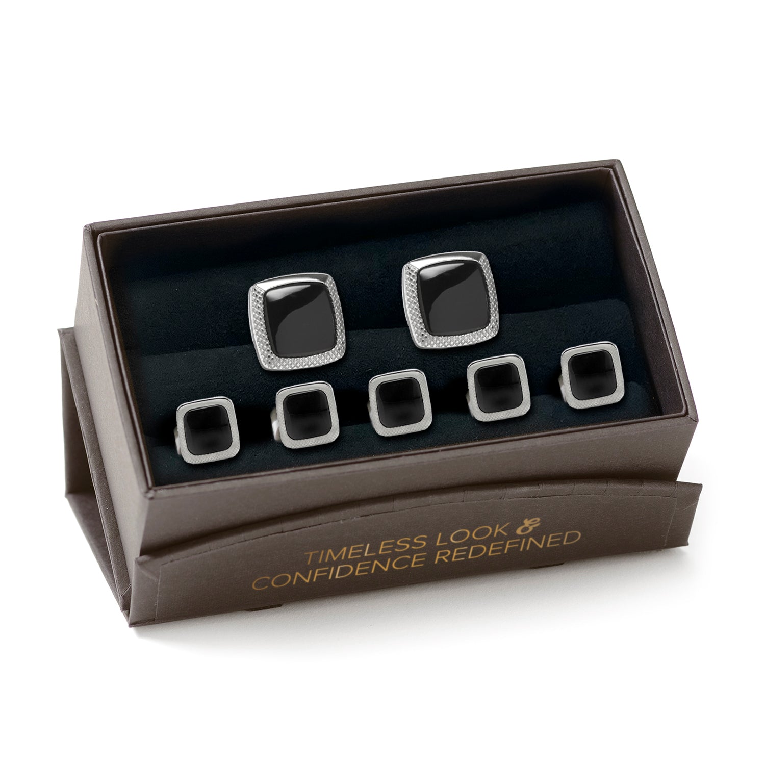 Onyx Cushion Stainless Steel 5-Stud Set Image 5