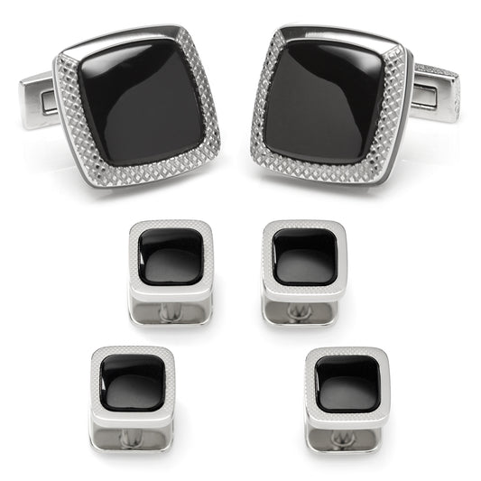 Onyx Cushion Stainless Steel Stud Set Image 1