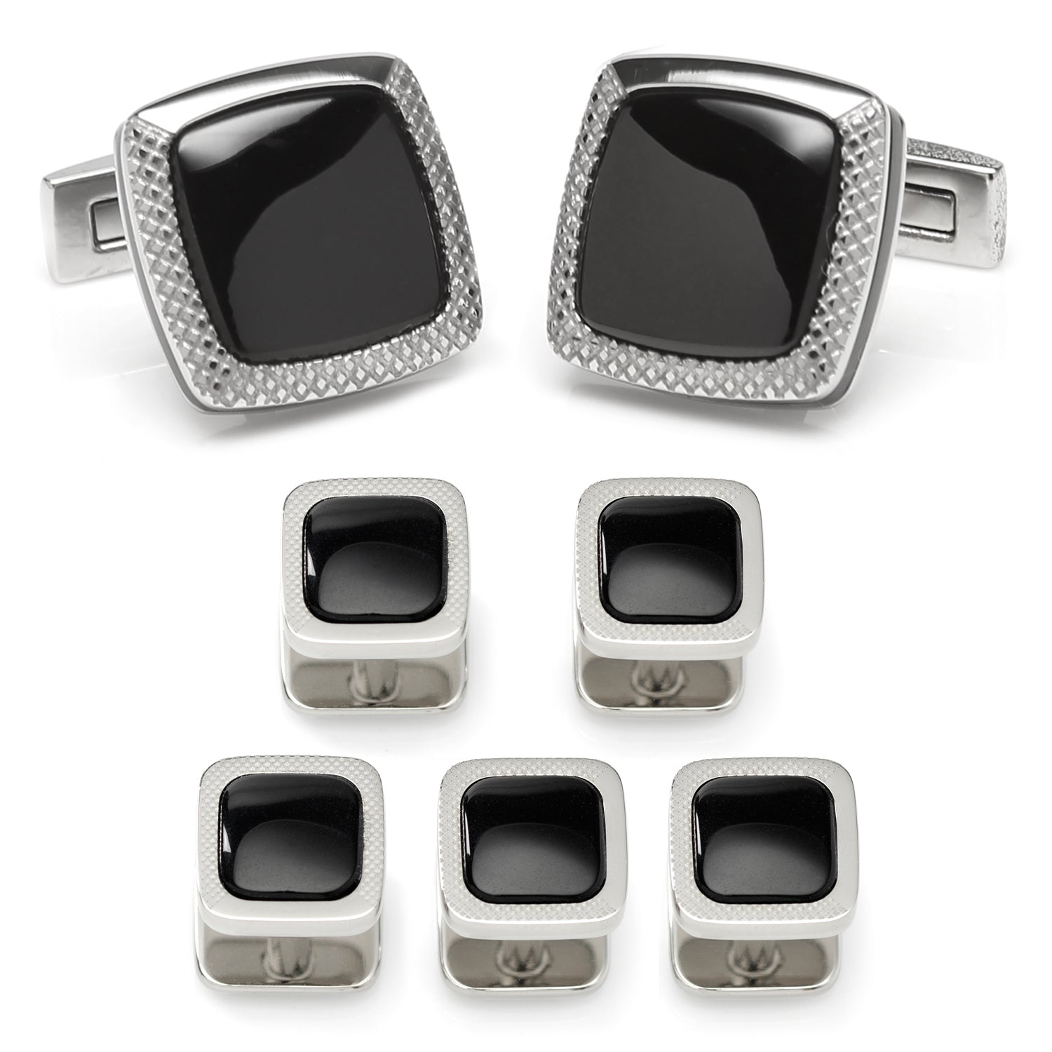 Onyx Cushion Stainless Steel Stud Set Image 1