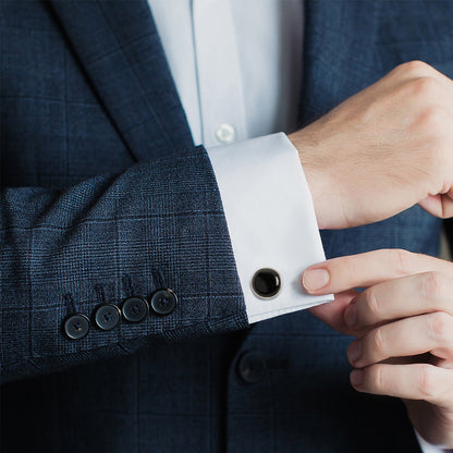 Silver and Onyx Cufflinks Image 2