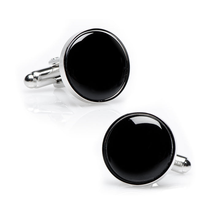 Silver and Onyx Cufflinks Image 1