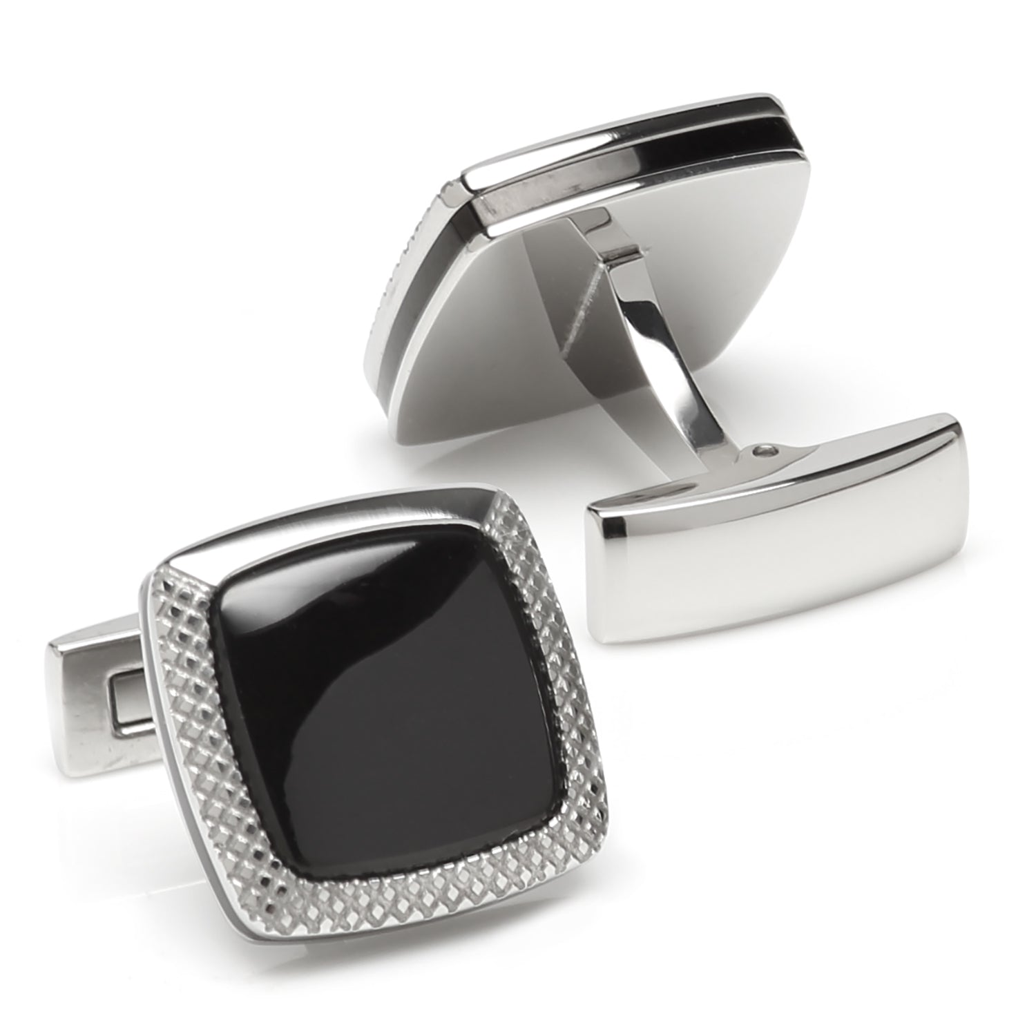 Onyx Cushion Stainless Steel Cufflinks Image 2