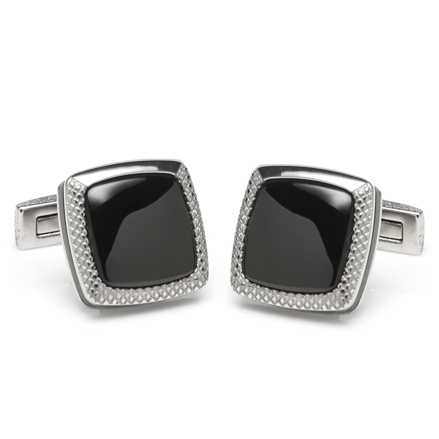 Onyx Cushion Stainless Steel Cufflinks Image 4