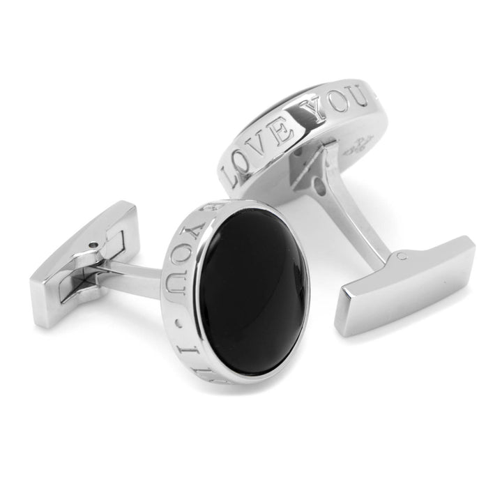 Onyx I Love You Stainless Steel Cufflinks Image 2