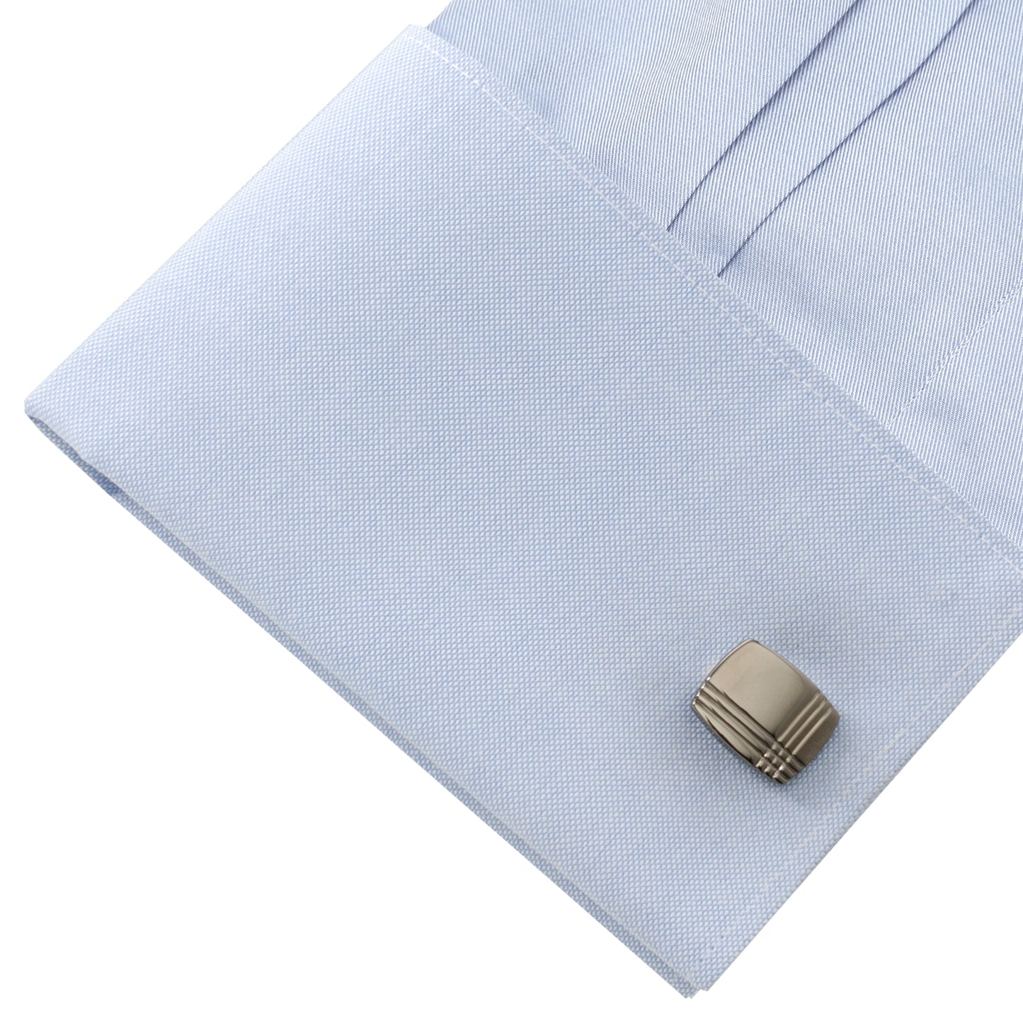 Stainless Steel Gunmetal Tartan Plaid Cufflinks Image 4