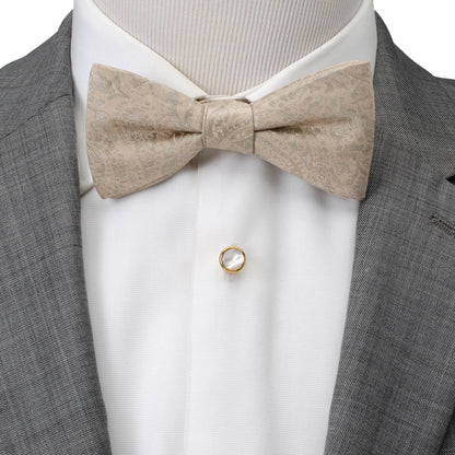 Tan Paisley Men's Bow Tie Image 2