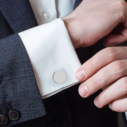 Stainless Steel Engravable Pave Edge Cufflinks Image 2