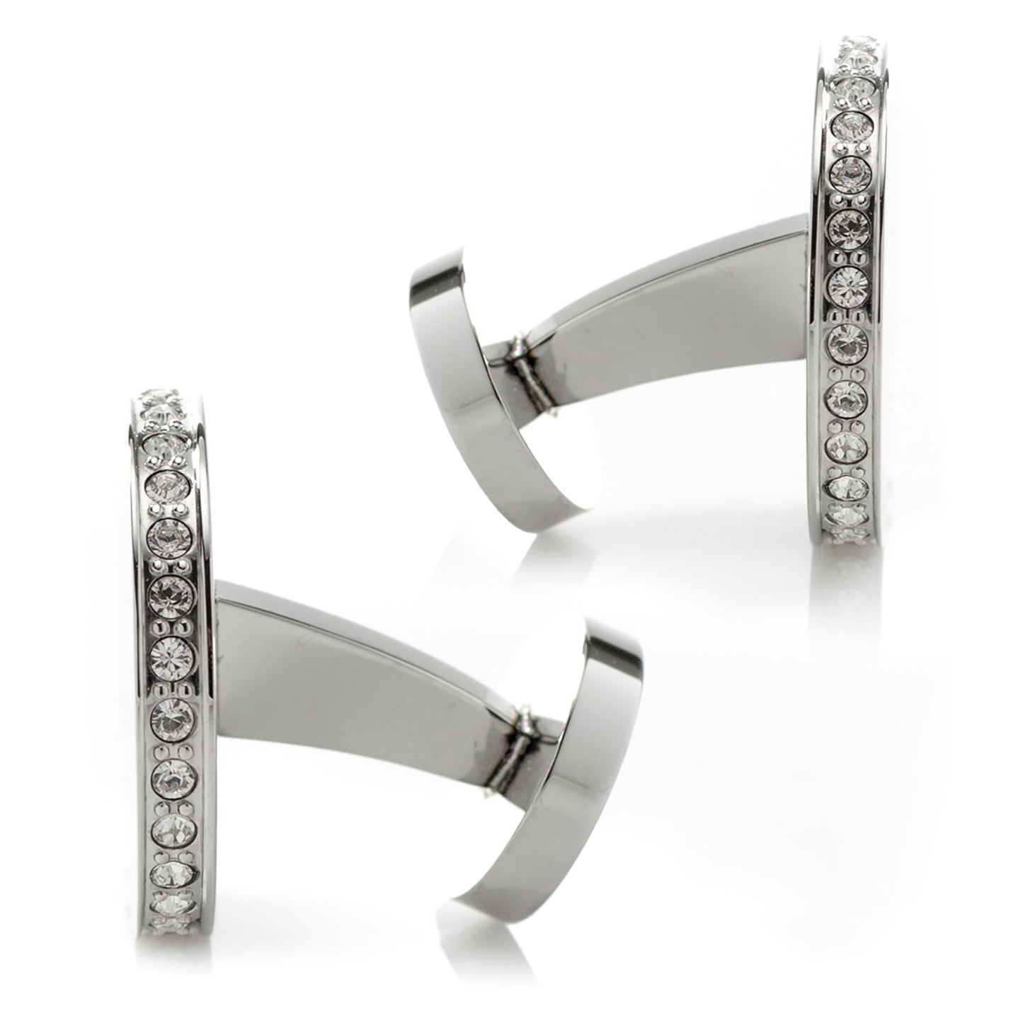 Stainless Steel Engravable Pave Edge Cufflinks Image 4