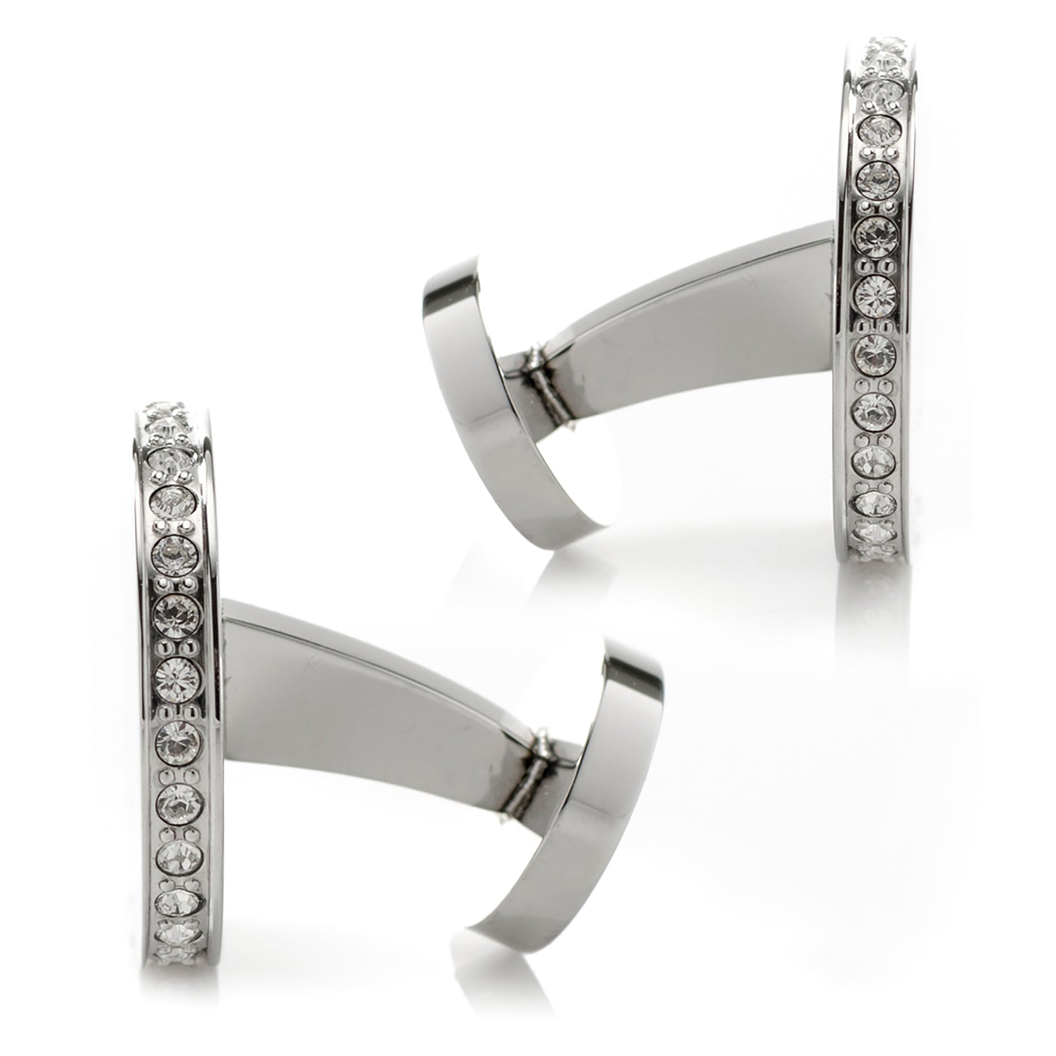 Stainless Steel Engravable Pave Edge Cufflinks Image 4