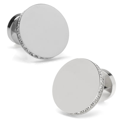 Stainless Steel Engravable Pave Edge Cufflinks Image 1