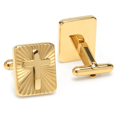 Radiant Cross Gold Stainless Steel Cufflinks Image 2