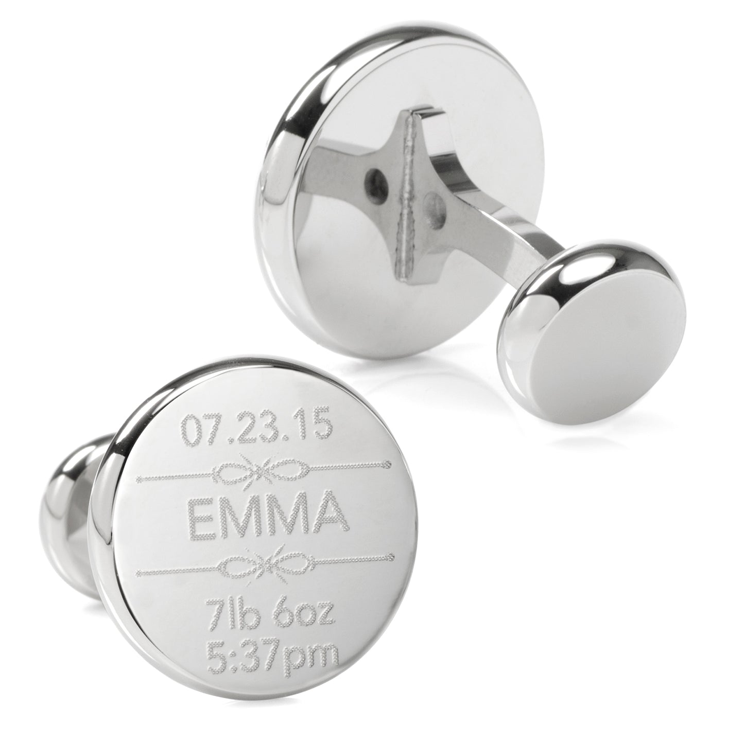 Birth Details Custom Photo Engravable Cufflinks Image 2