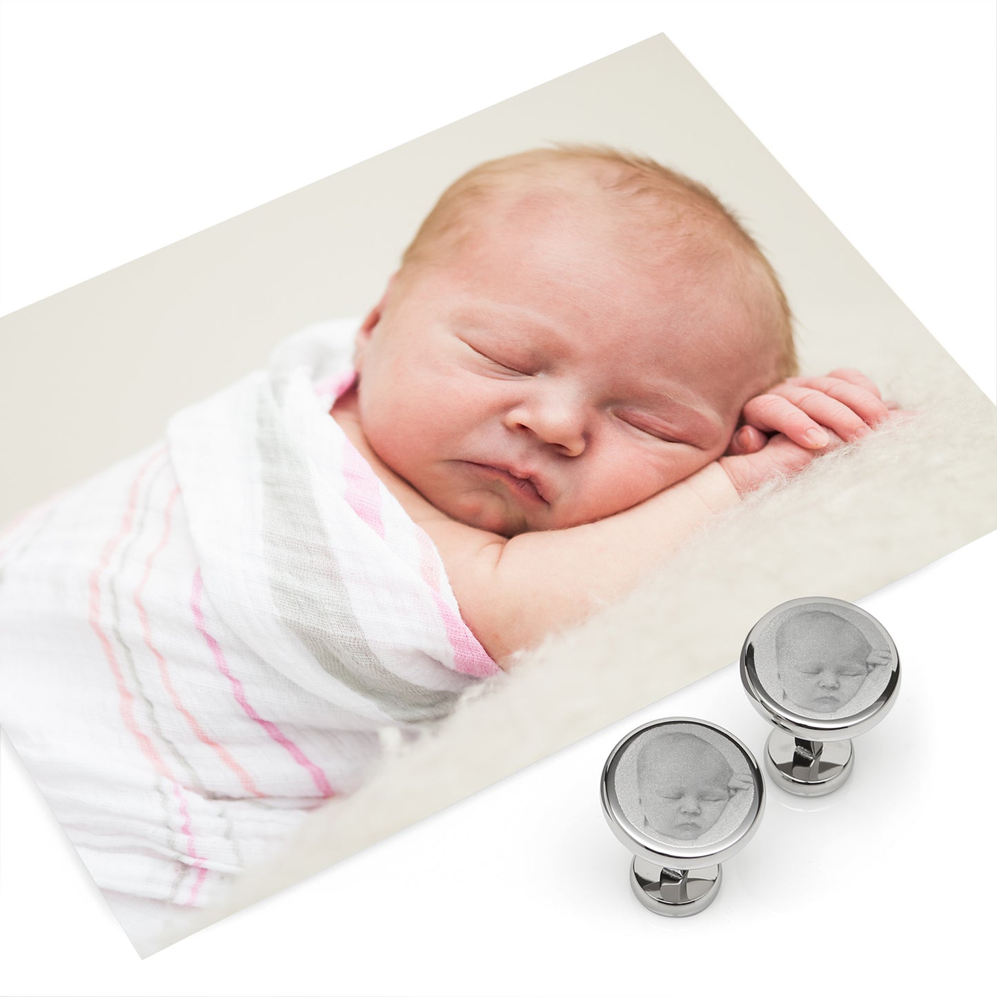 Custom Engraved Round Photo Cufflinks Image 5