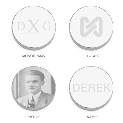 Stainless Steel Engravable Classic Round Cufflinks Image 5