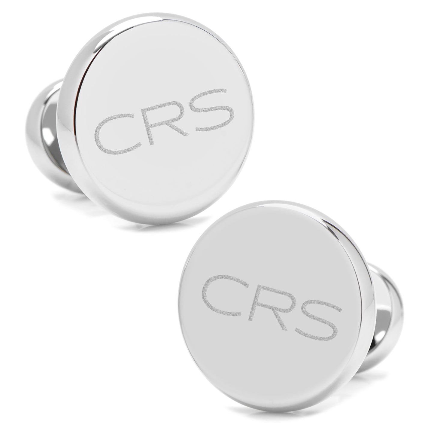 Stainless Steel Engravable Classic Round Cufflinks Image 6