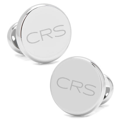 Stainless Steel Engravable Classic Round Cufflinks Image 6