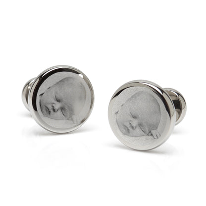 Stainless Steel Engravable Classic Round Cufflinks Image 7