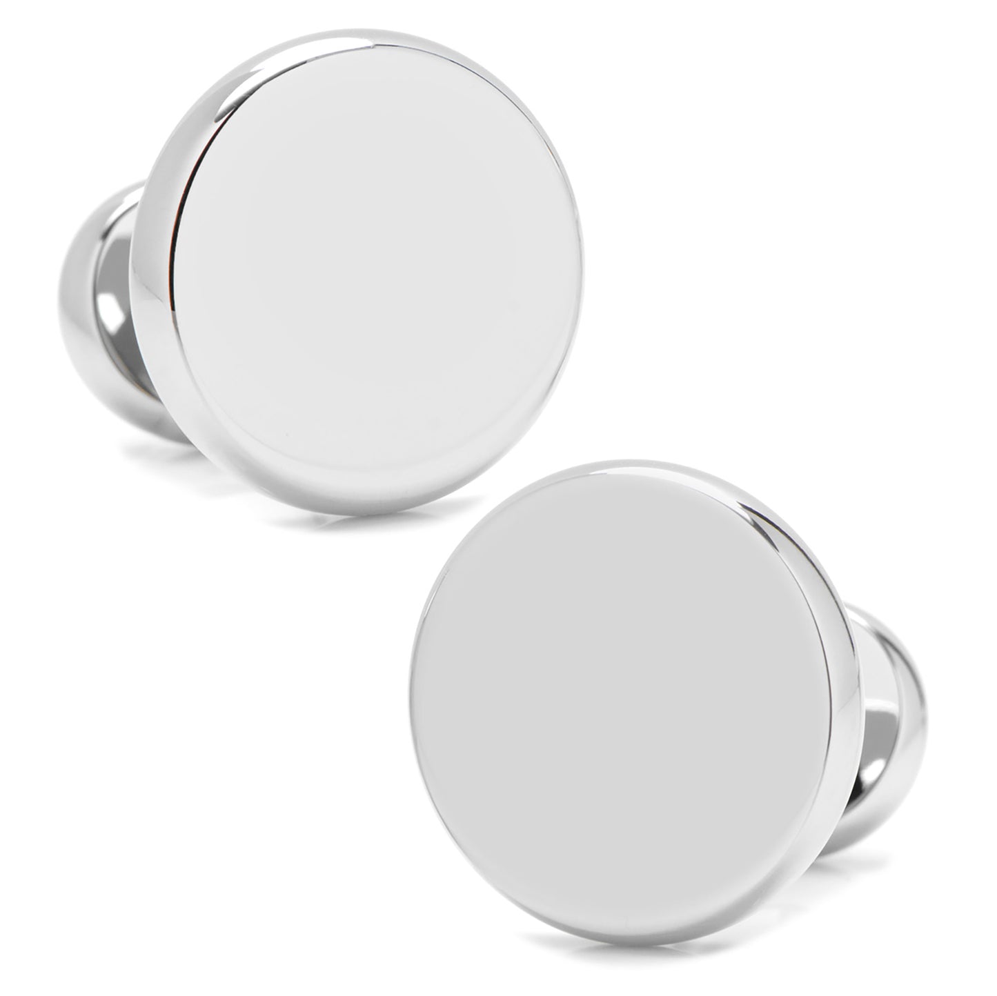 Stainless Steel Engravable Classic Round Cufflinks Image 1