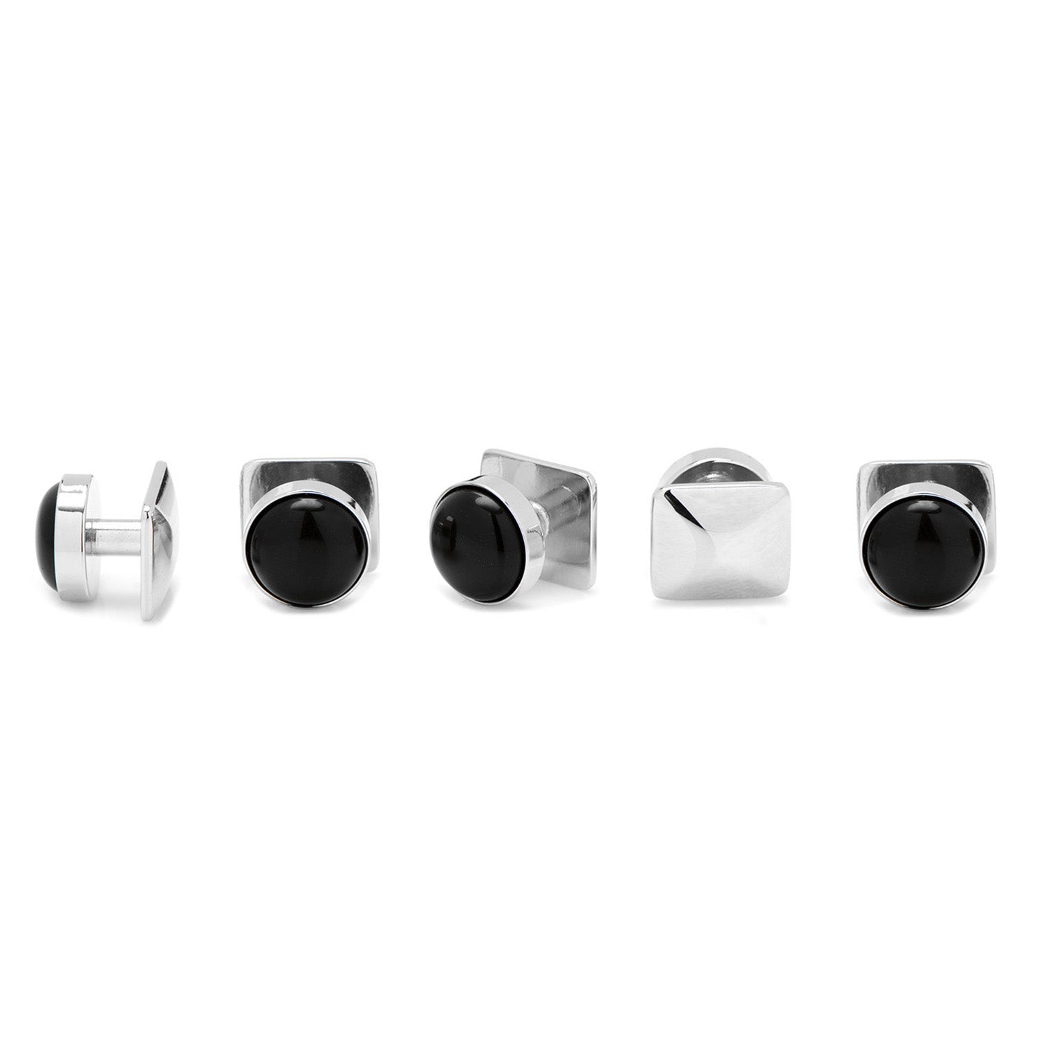 Mixed Pave Crystal and Onyx Stud Set Image 3
