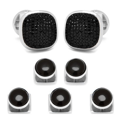 Mixed Pave Crystal and Onyx Stud Set Image 1