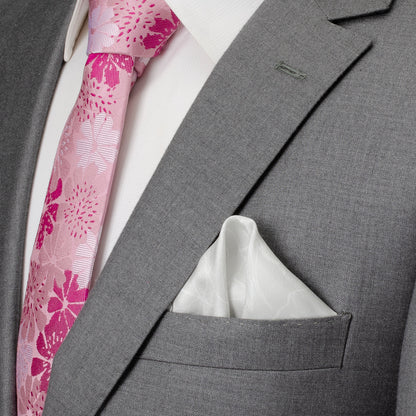 Soft Floral Gray Silk Men's Pocket Square Image 5