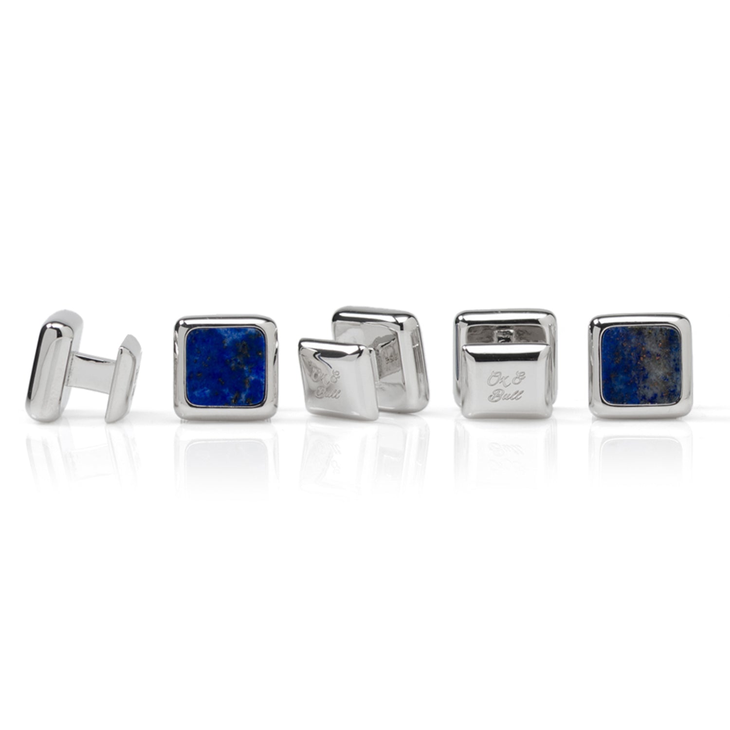 Sterling Silver and Lapis JFK Presidential Studs Image 3