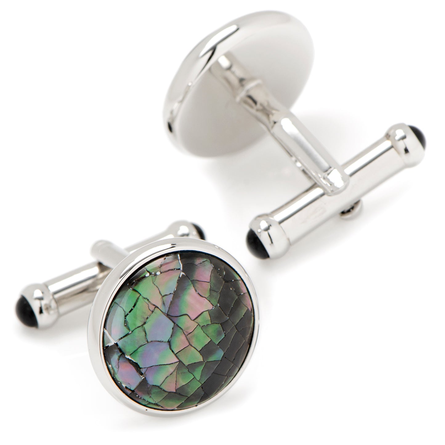Sterling Mosaic Smoke Mother of Pearl Cufflinks Image 2