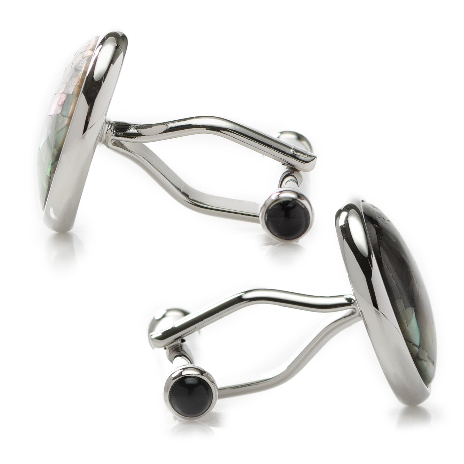Sterling Mosaic Smoke Mother of Pearl Cufflinks Image 4