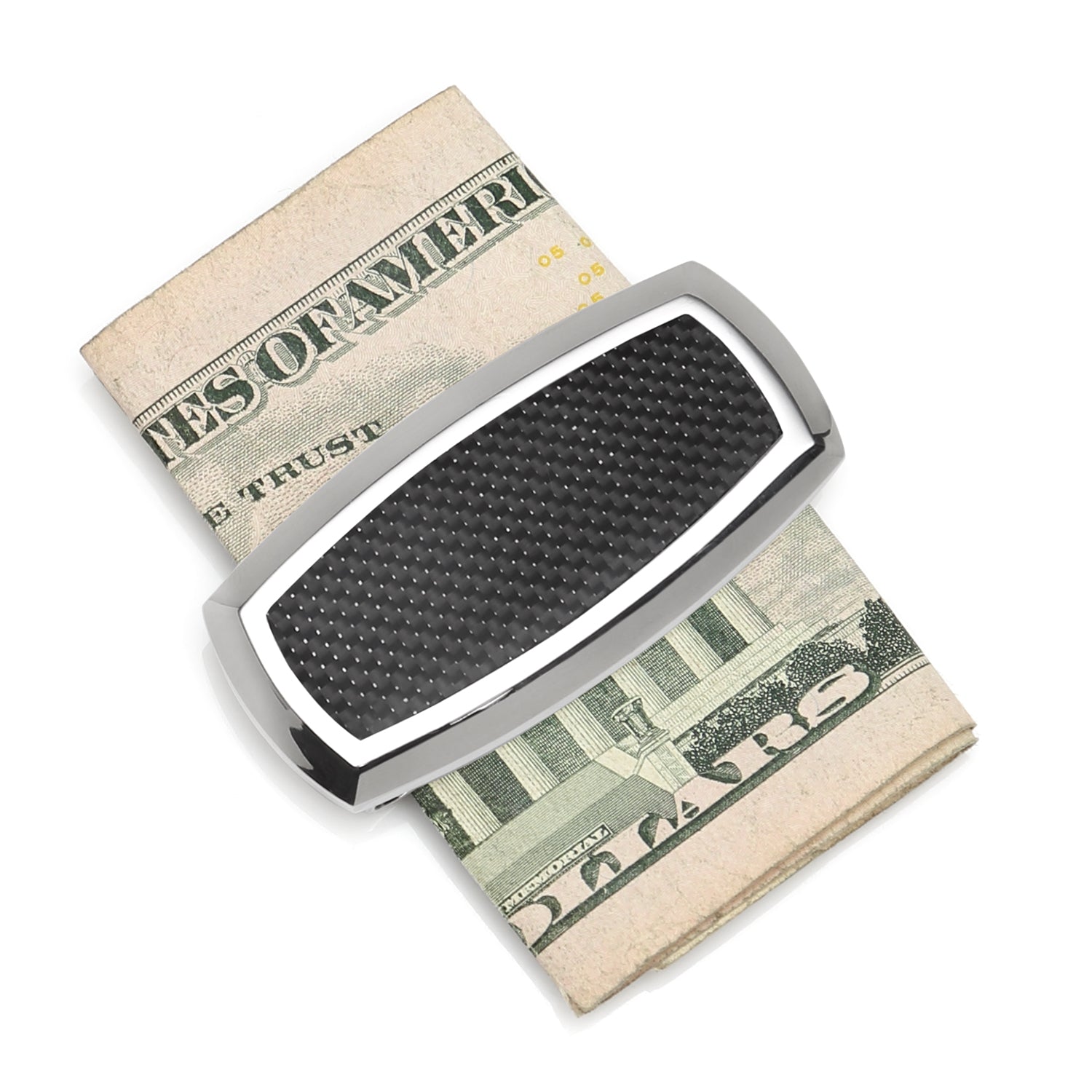 Stainless Steel Inlaid Black Carbon Fiber Money Clip Image 3