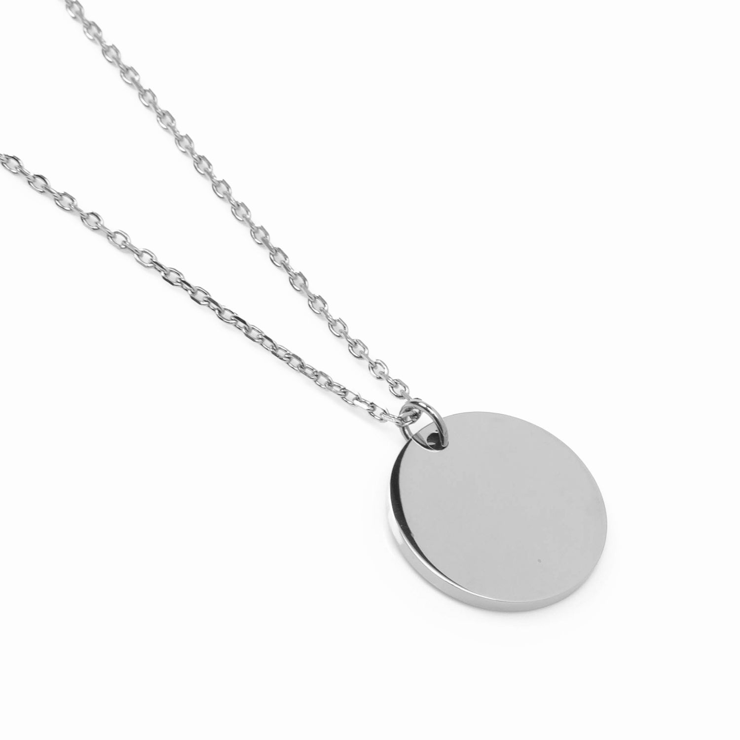 Stainless Steel Engravable Round Pendant Women's Necklace Image 3