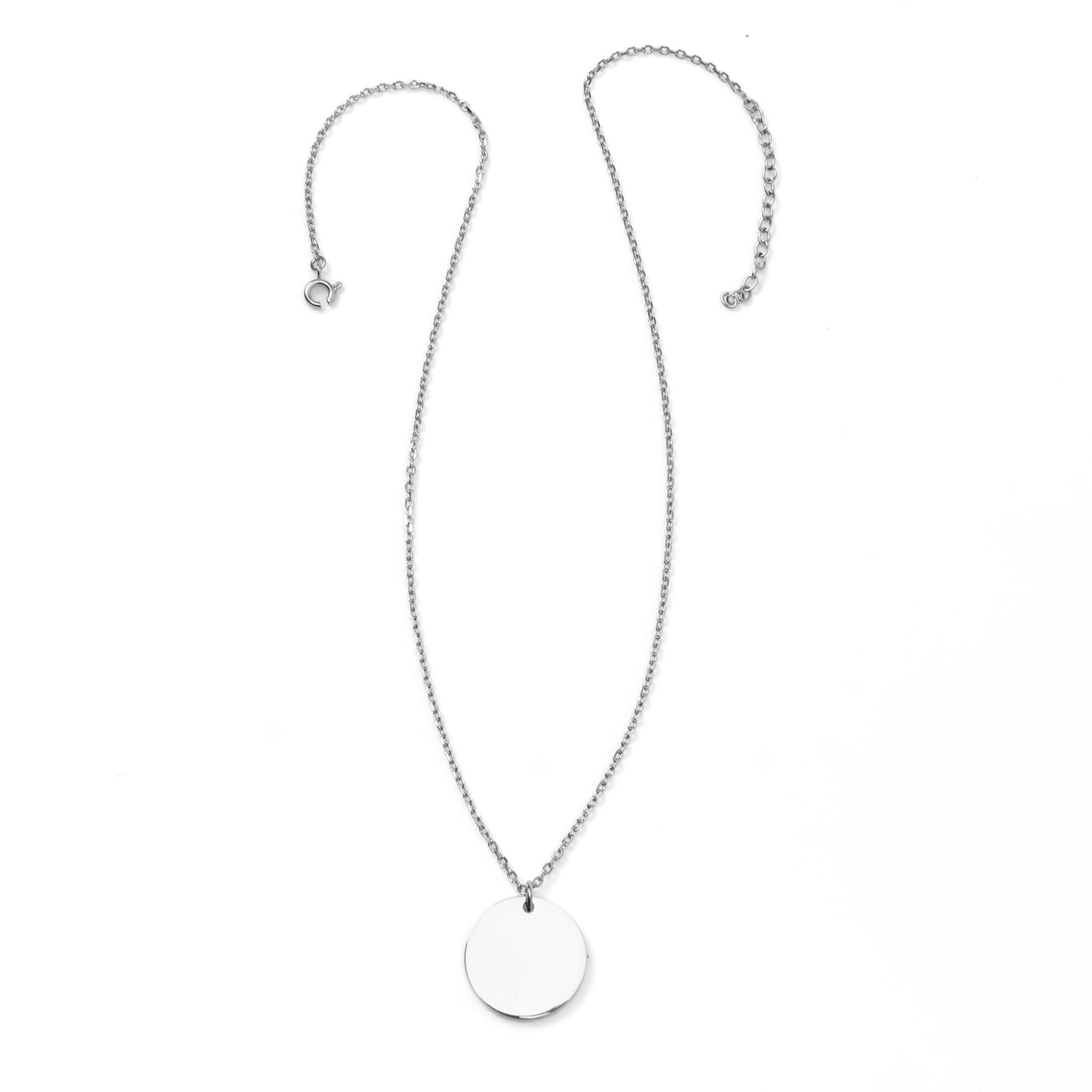 Stainless Steel Engravable Round Pendant Women's Necklace Image 4