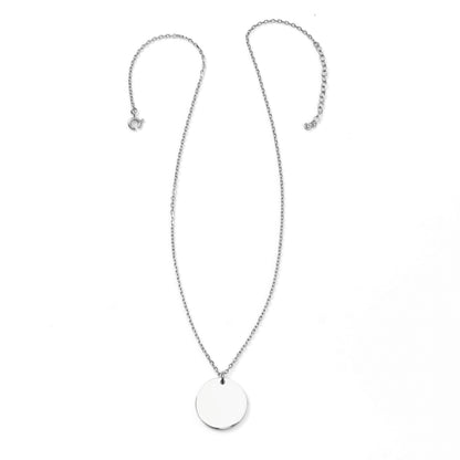 Stainless Steel Engravable Round Pendant Women's Necklace Image 4
