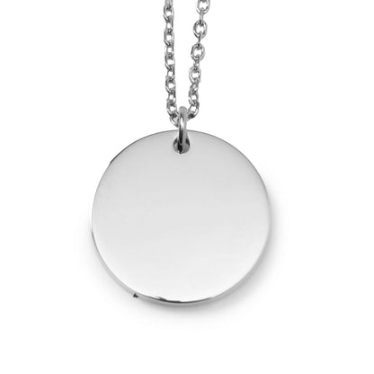 Stainless Steel Engravable Round Pendant Women's Necklace Image 1