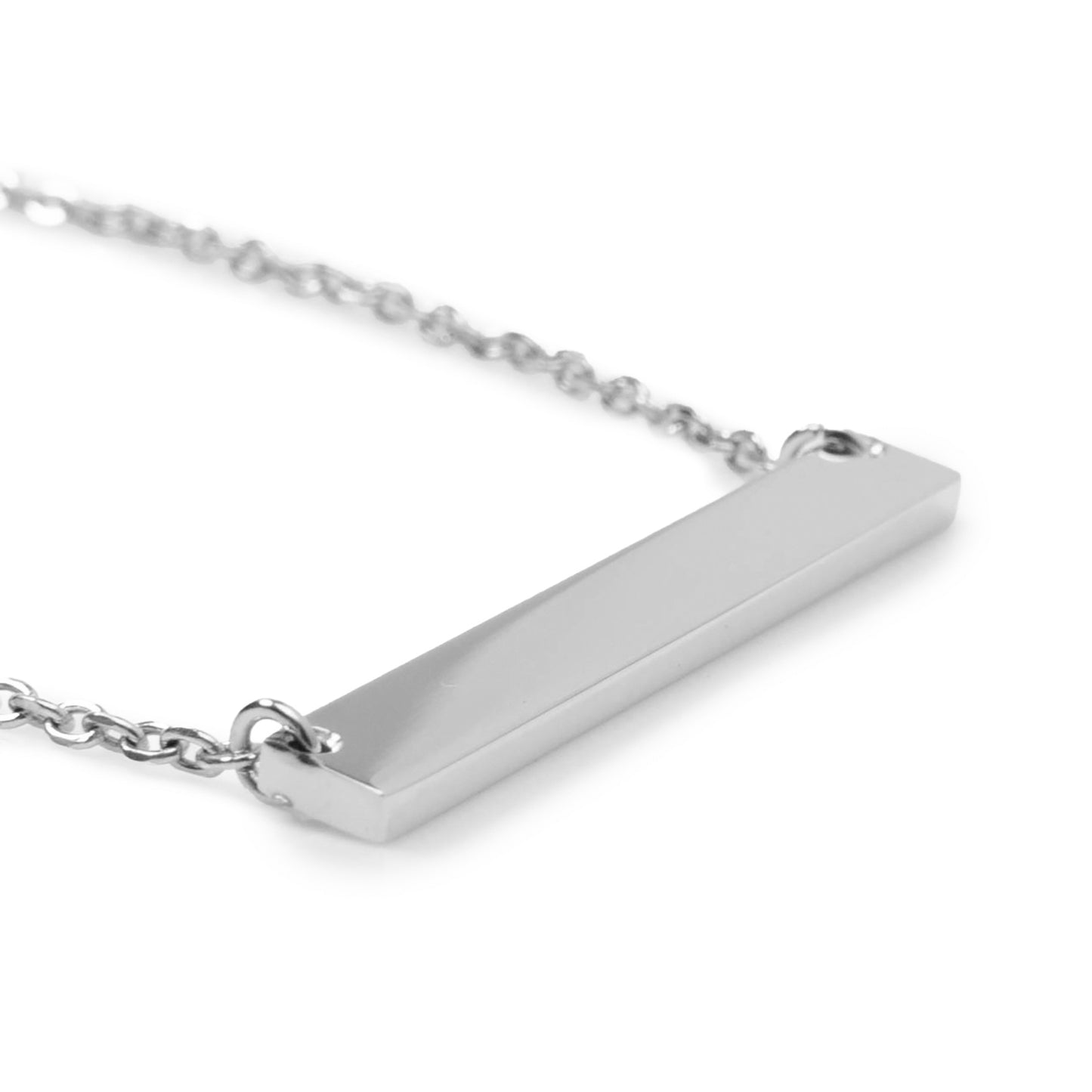 Stainless Steel Engravable Bar Pendant Women's Necklace Image 3