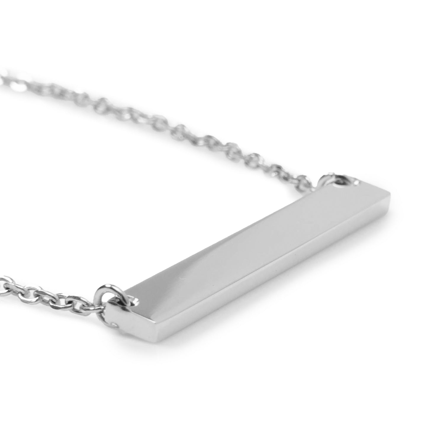 Stainless Steel Engravable Bar Pendant Women's Necklace Image 3