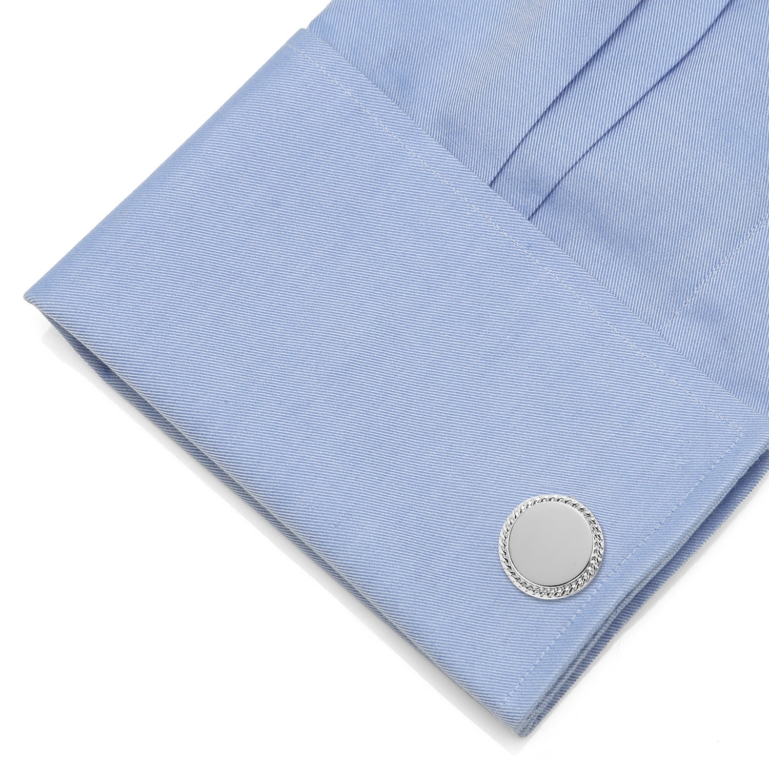 Stainless Steel Engravable Rope Border Edge Necklace and Cufflinks Gift Set Image 7